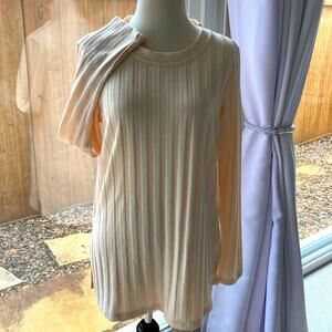 NWT Bobeau Light Peach/Blush/Cream Ribbed Knit Tunic Top Size M